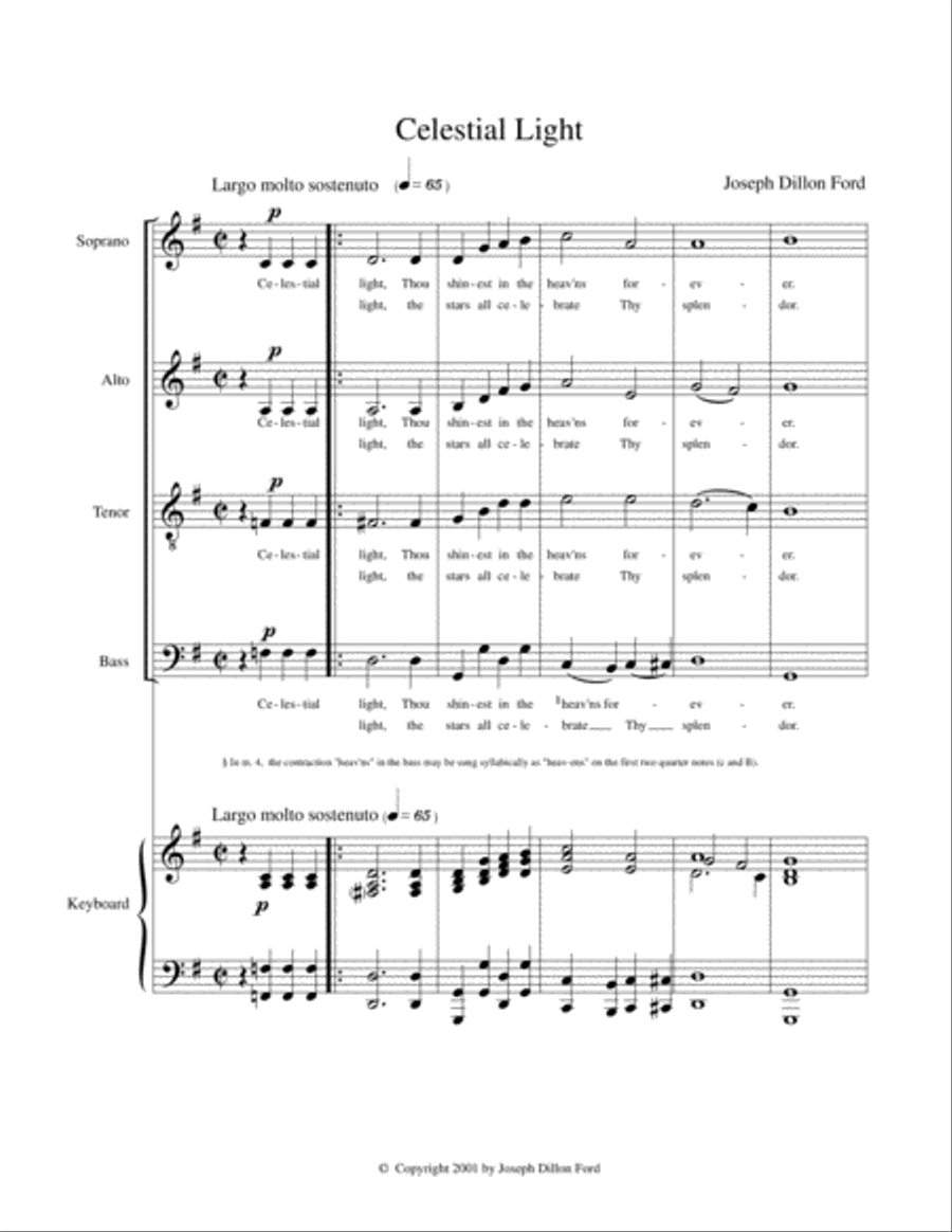 Celestial Light for choir (SATB) and strings or keyboard 4-Part scores gallery preview page 6