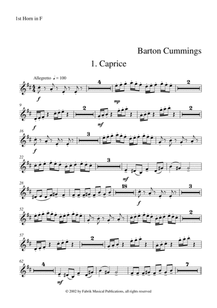 Barton Cummings: Concertino for contrabassoon and concert band, 1st F horn part