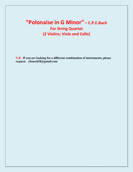 Polonaise in G Minor - For String Quartet (2 Violins, Viola and Violoncello) image number null