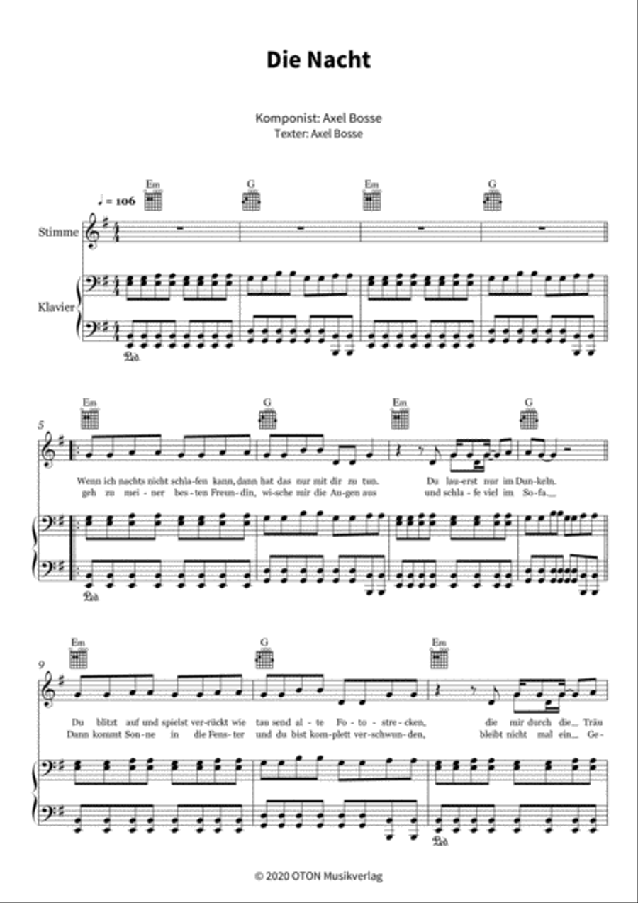 Die Nacht Piano, Vocal, Guitar scores gallery preview page 3