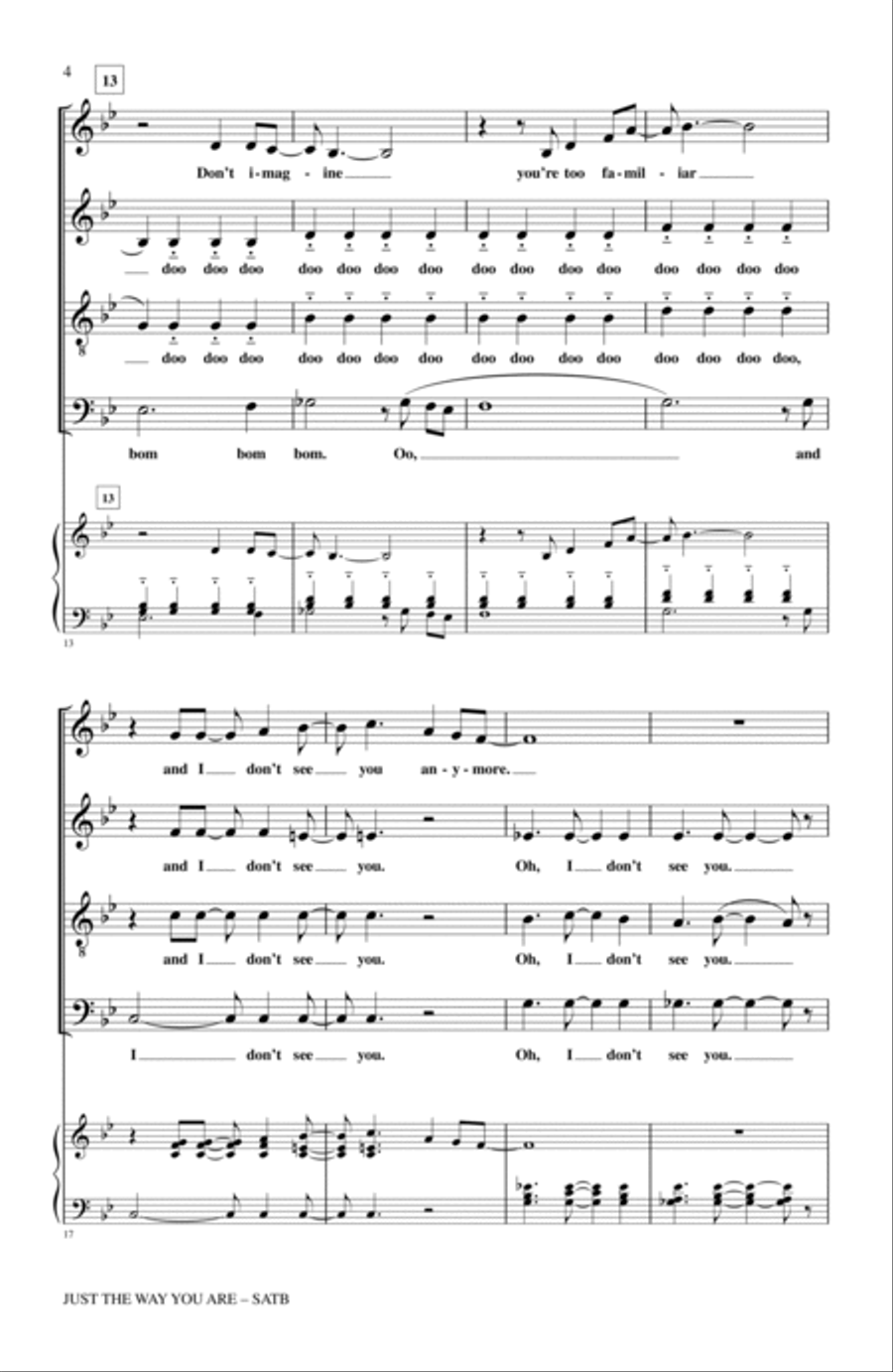Just The Way You Are Just The Way You Are 4-Part scores gallery preview page 3