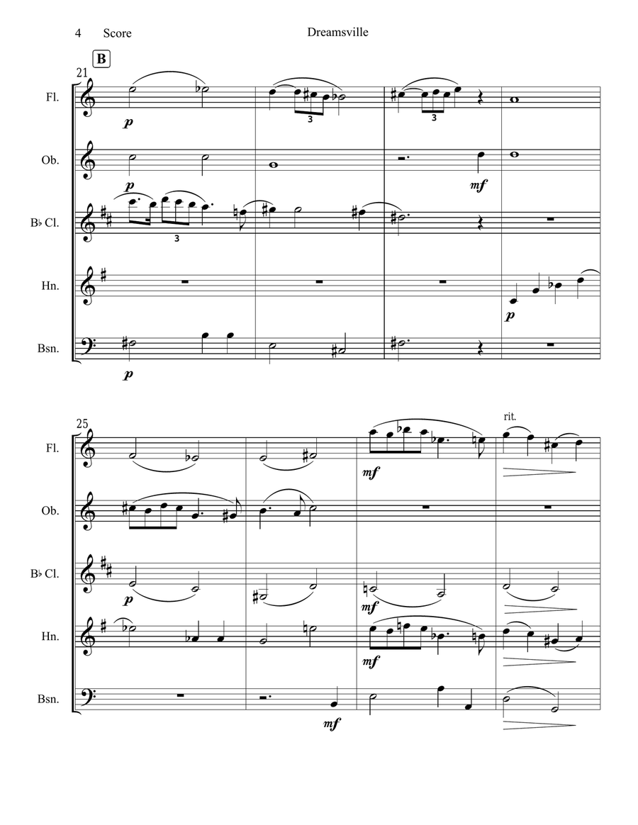 Dreamsville Dreamsville Woodwind Quintet scores gallery preview page 5