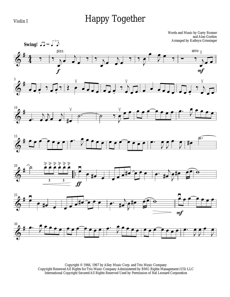 Happy Together String Quartet scores gallery preview page 1