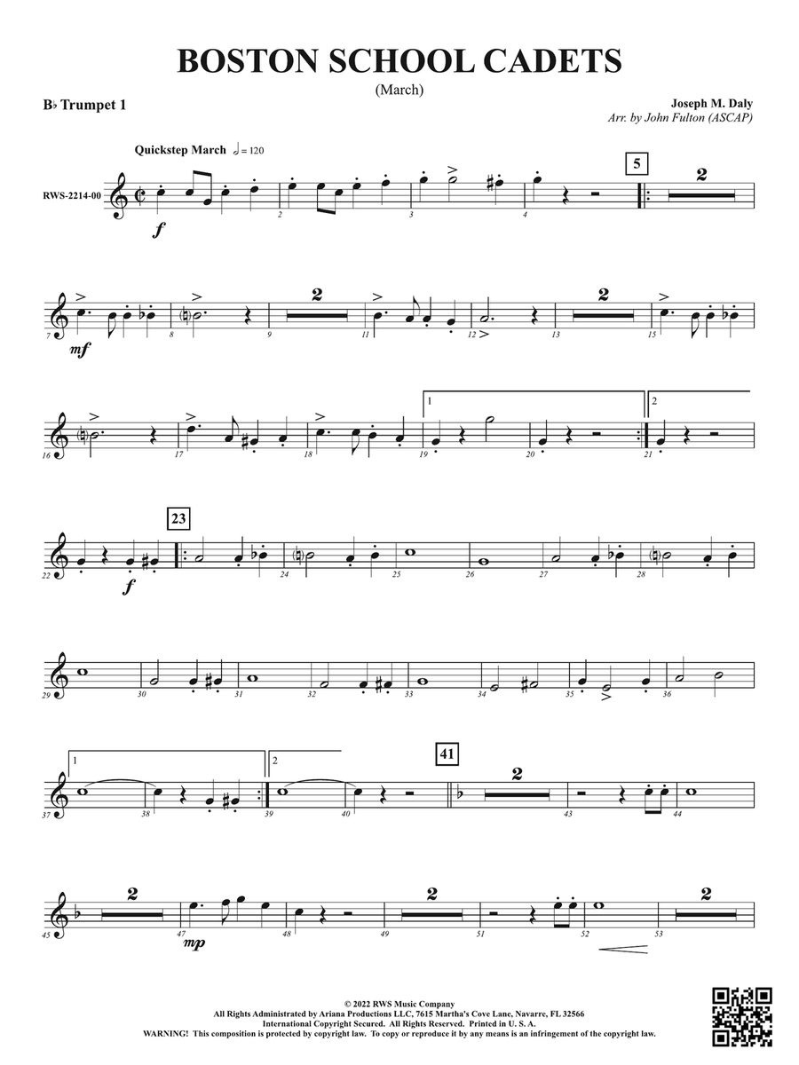 Boston School Cadets - March: 1st B-flat Trumpet B-Flat Trumpet scores gallery preview page 1
