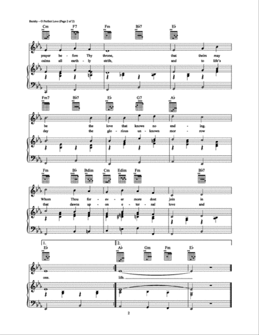 O Perfect Love Piano, Vocal, Guitar scores gallery preview page 2