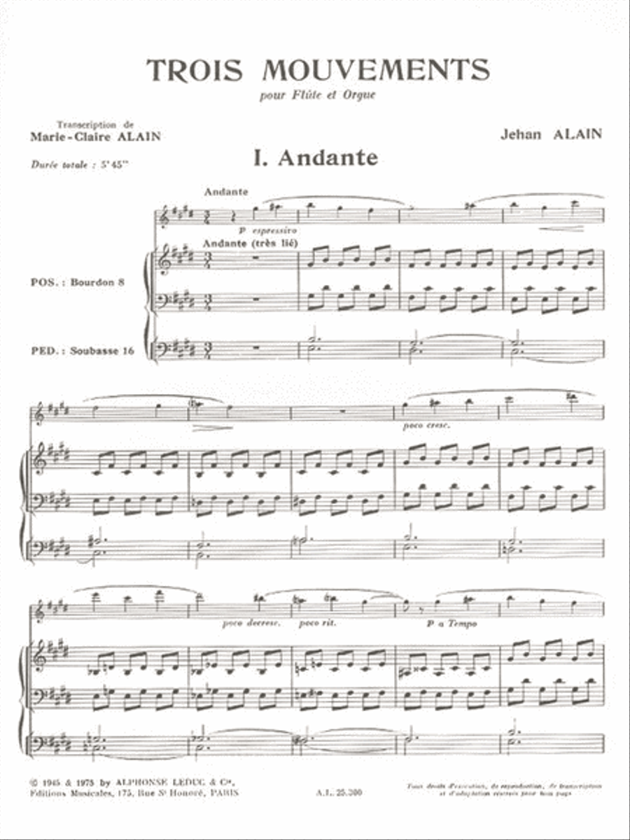 Trois Mouvements (flute And Organ) Flute Solo scores gallery preview page 2