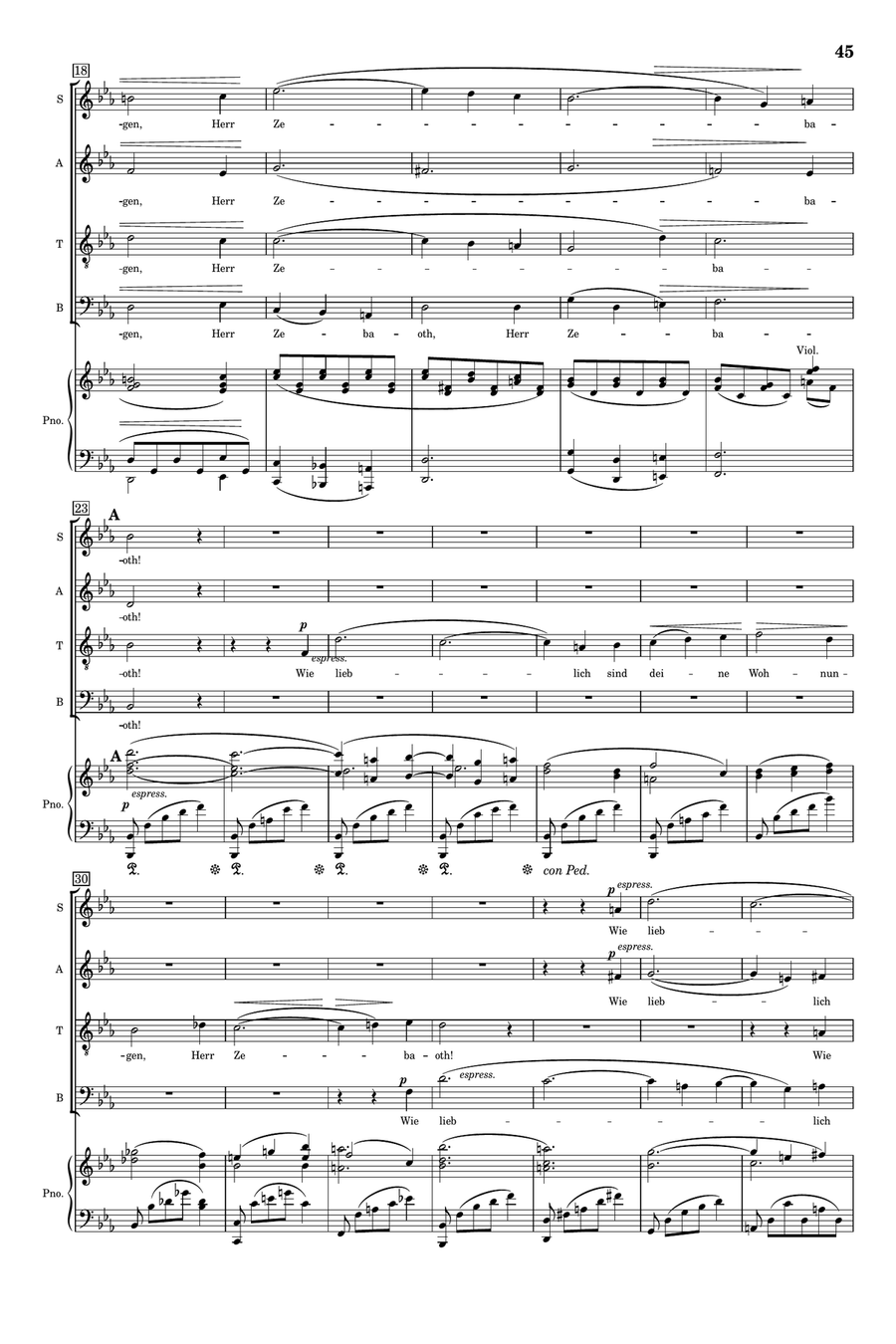 Brahms - Ein Deutsches Requiem, Op.45, IV. Wie lieblich sind deine Wohnungen - Original STAB Piano 4-Part scores gallery preview page 2