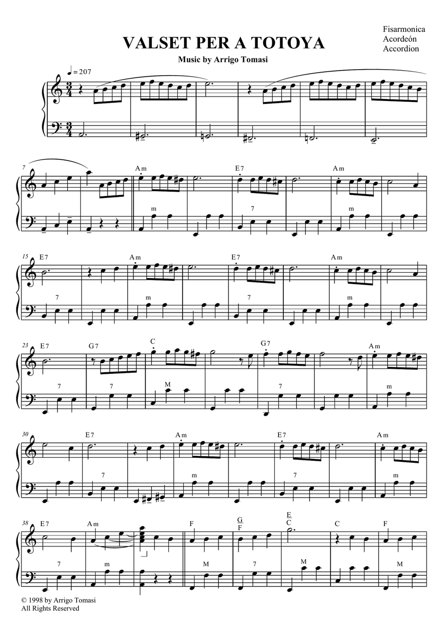 Valset per a Totoya (Solo Accordion) Accordion scores gallery preview page 1