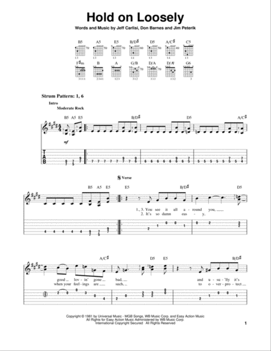 Hold On Loosely Acoustic Guitar scores gallery preview page 1