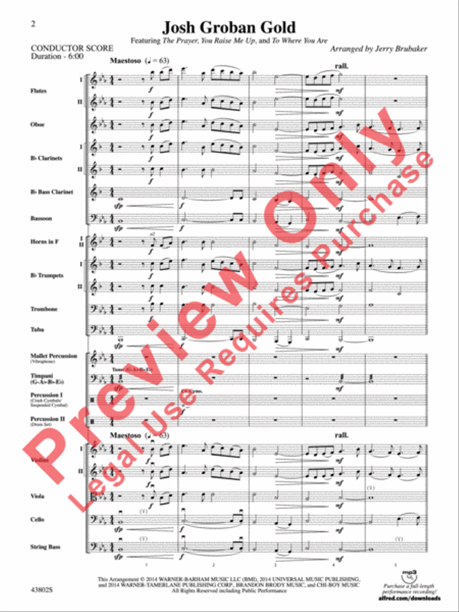 Josh Groban Gold Josh Groban Gold Full Orchestra scores gallery preview page 3