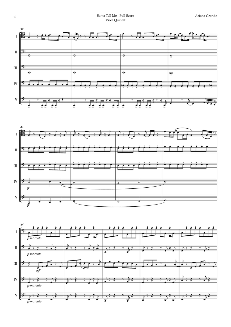 Santa Tell Me String Quintet scores gallery preview page 4