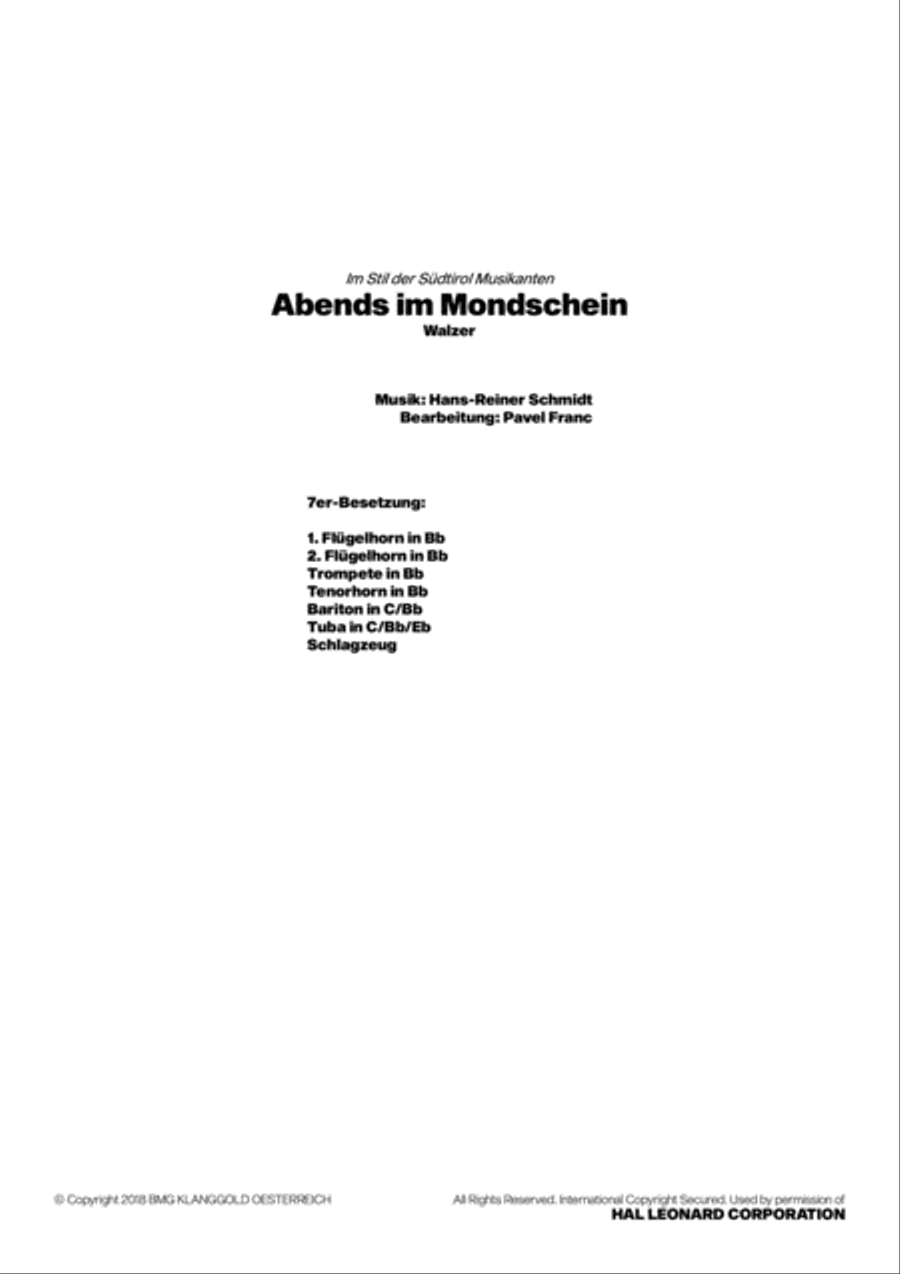 Abends Im Mondschein Small Ensemble scores gallery preview page 1
