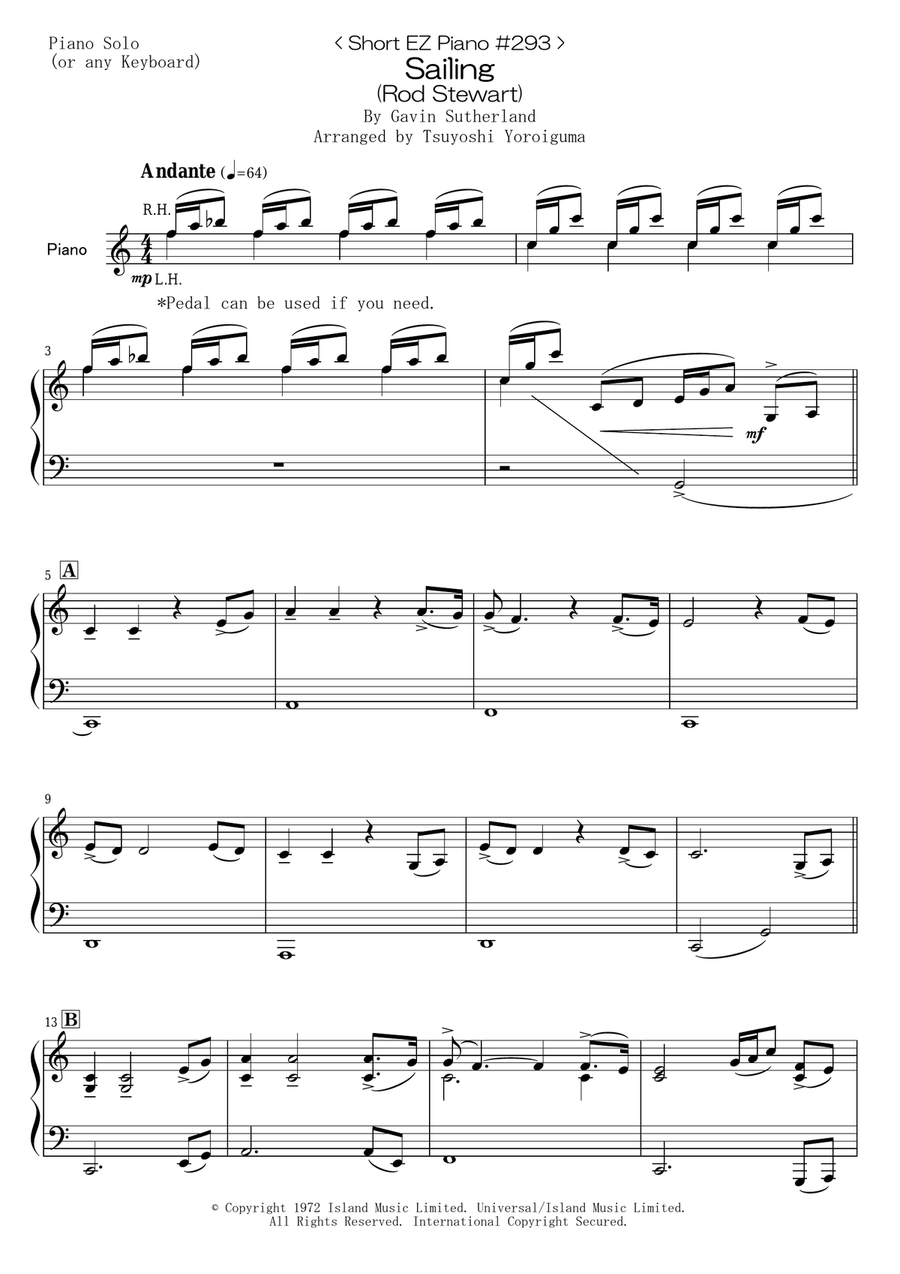 Sailing Easy Piano scores gallery preview page 1
