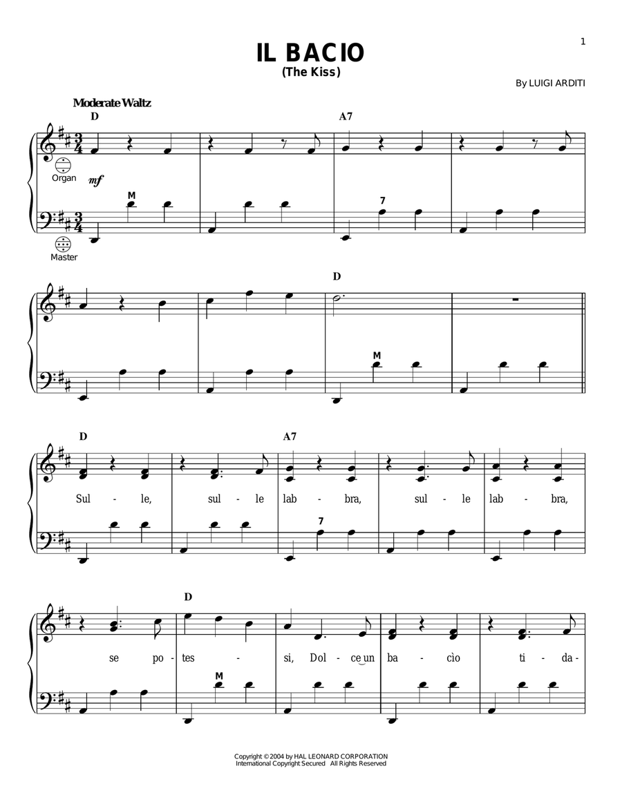 Il Bacio (The Kiss) Accordion scores gallery preview page 1
