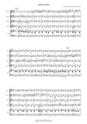 Jupiter Hymn for Violin Quartet