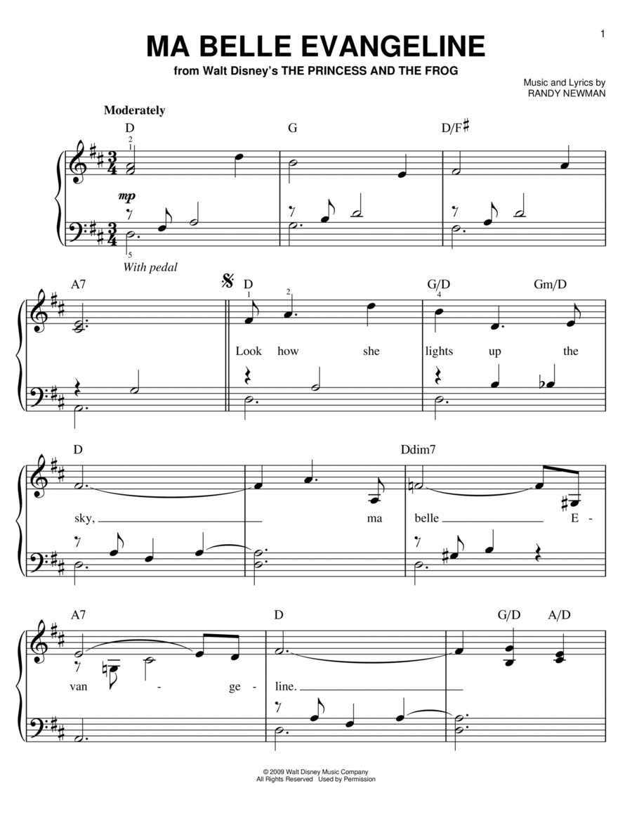 Ma Belle Evangeline Easy Piano scores gallery preview page 1