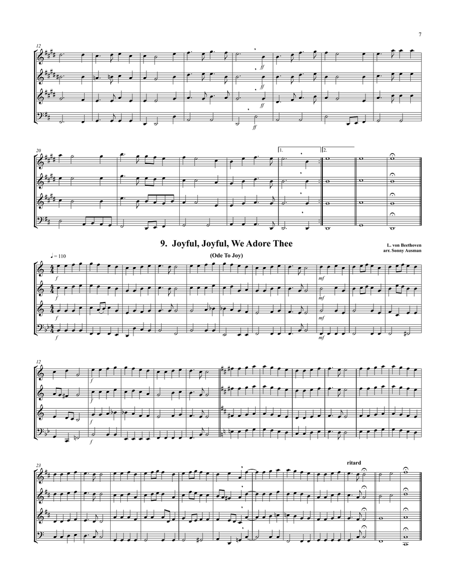 15 Hymns & Spirituals for Trombone Quartet-Bb Treble clef Trombone Quartet scores gallery preview page 6