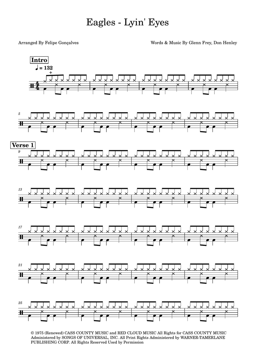 Lyin' Eyes Drum Set scores gallery preview page 1