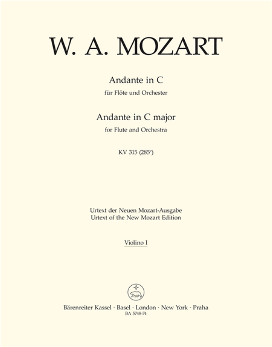 Andante for Flute and Orchestra C major, KV 315 (285e) Flute scores gallery preview page 1