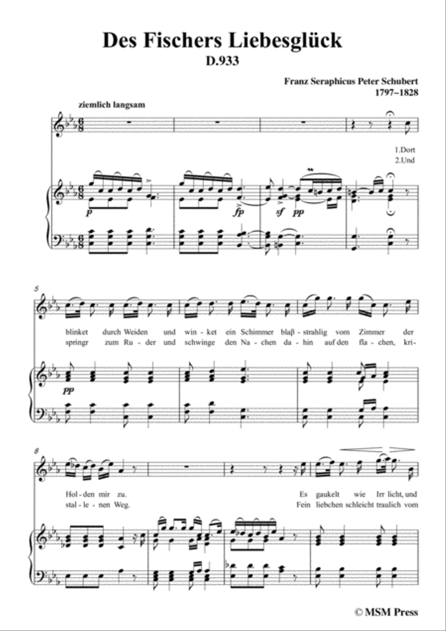 Schubert-Des Fischers Liebesglück,in c minor,D.933,for Voice and Piano Voice Solo scores gallery preview page 3