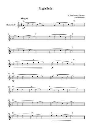 Jingle Bells for Clarinet solo with chords