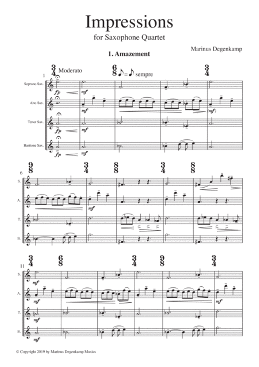 Impressions for saxophone quartet Saxophone Quartet scores gallery preview page 3