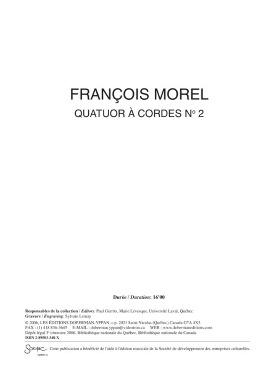 Quatuor à cordes no. 2 Quatuor à cordes no. 2 String Quartet scores gallery preview page 1