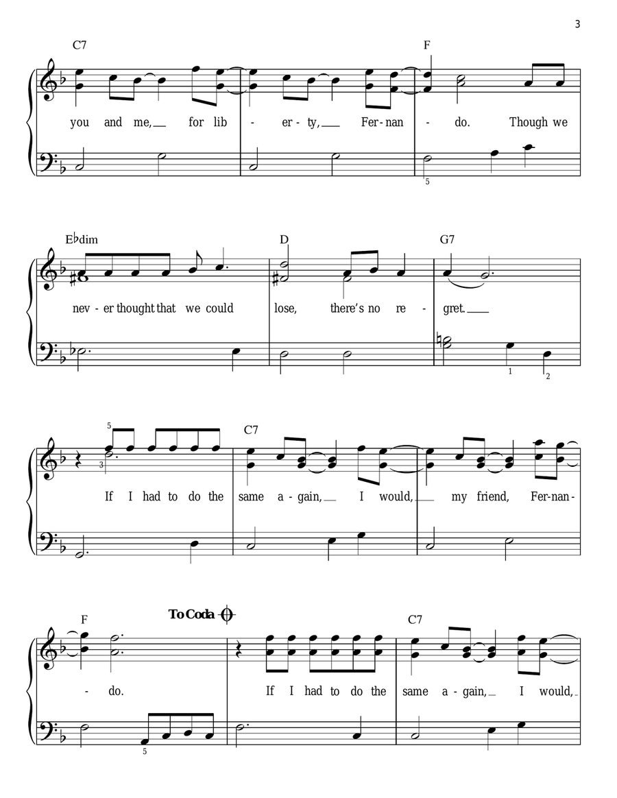 Fernando Easy Piano scores gallery preview page 3