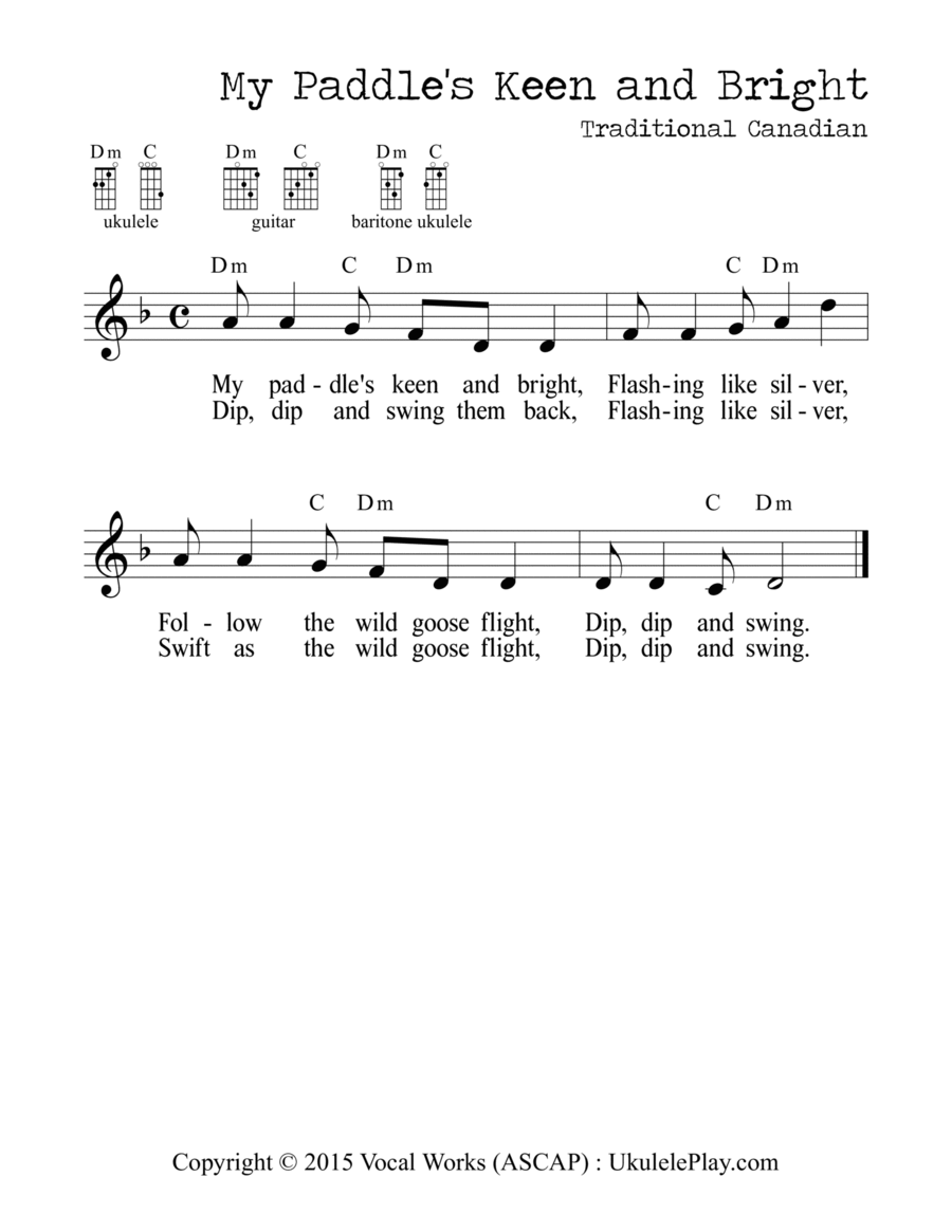 My Paddle's Keen and Bright Easy Piano scores gallery preview page 1