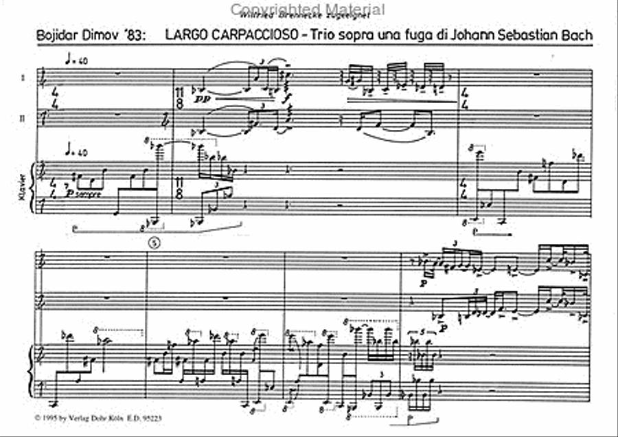 Largo Carpaccioso für Violine, Violoncello (oder Klarinette, Bassklarinette) und Klavier (1983) -Trio sopra una Fuga di Johann Sebastian Bach- Clarinet scores gallery preview page 2