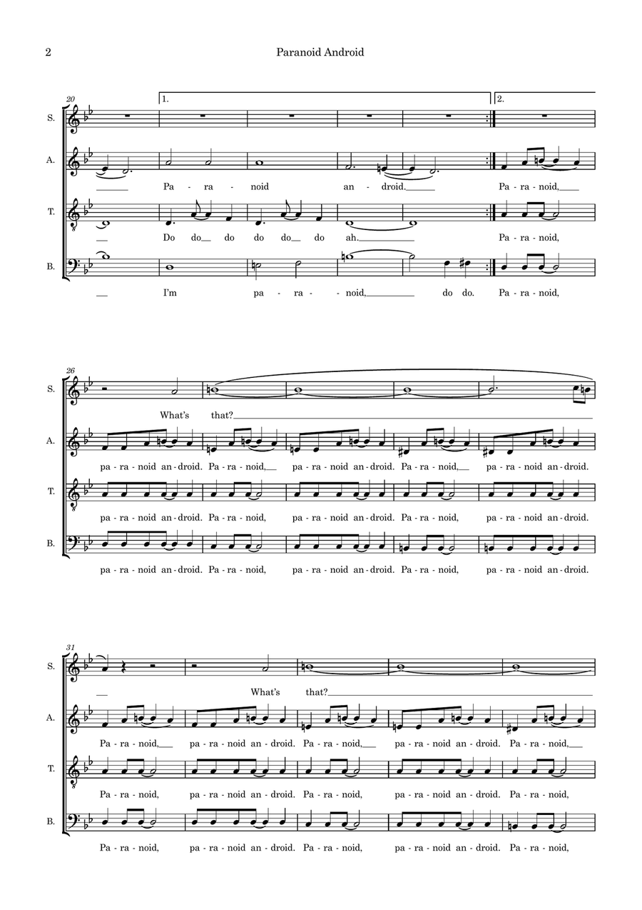 Paranoid Android (arr. Richard Salt) SSAATB scores gallery preview page 2