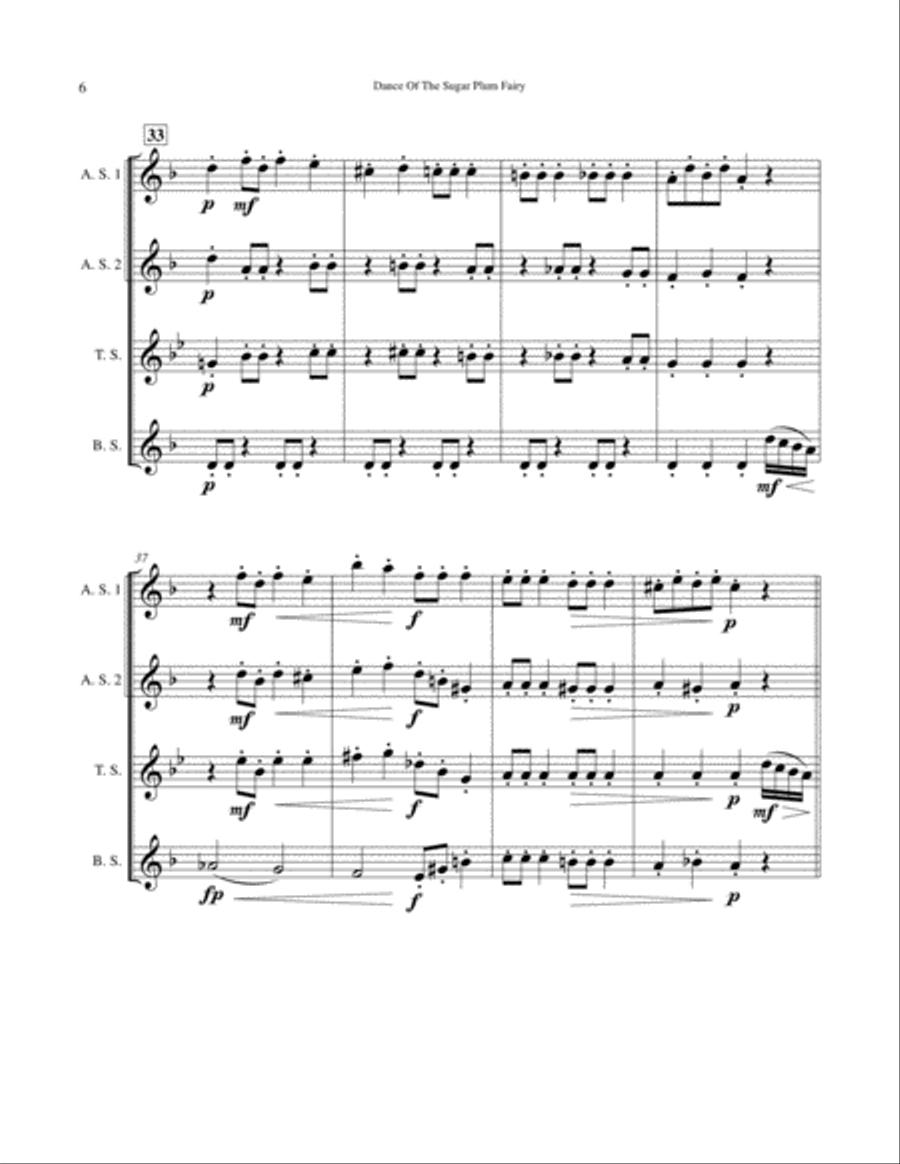 Dance of the Sugar Plum Fairy Woodwind Quartet scores gallery preview page 6