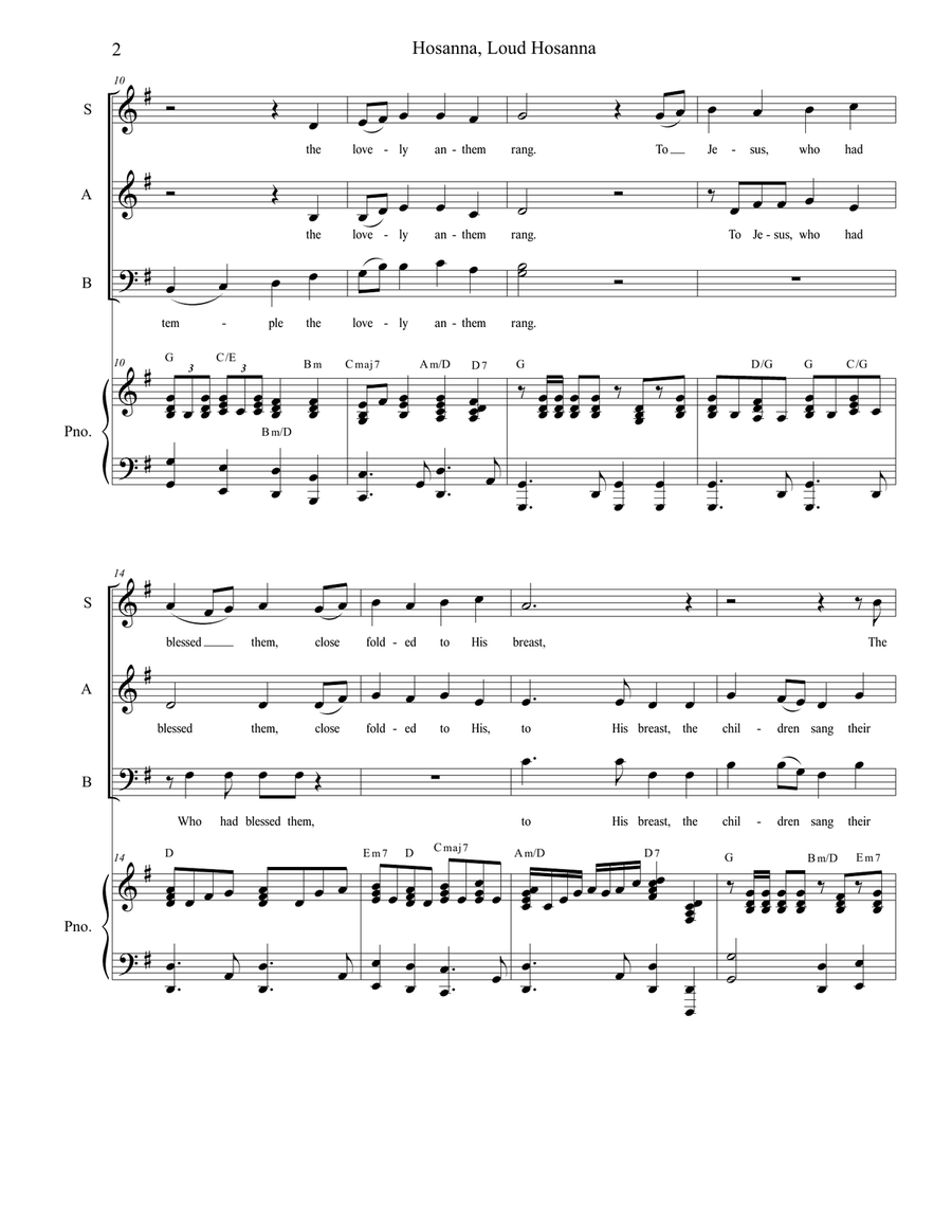 Hosanna, Loud Hosanna (with 