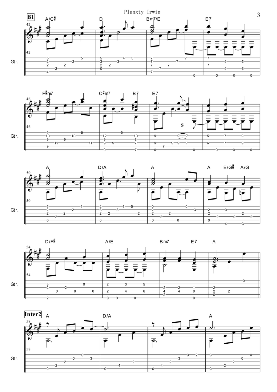 Planxty Irwin -Turlough O'Carolan (Fingerstyle guitar) Planxty Irwin -Turlough O'Carolan (Fingerstyle guitar) Fingerpicking Guitar scores gallery preview page 3