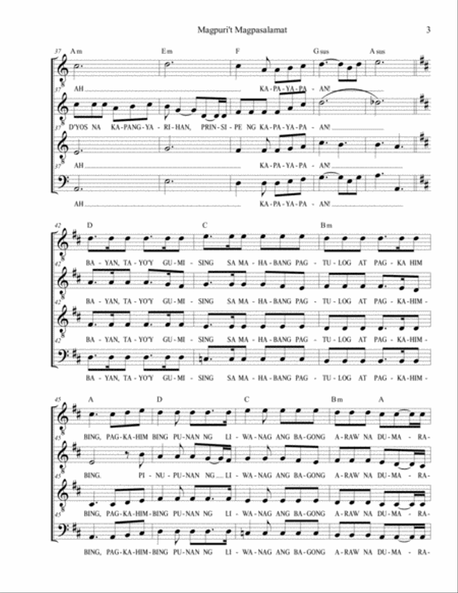 Magpuri't Magpasalamat (TTBB Voices) TTBB scores gallery preview page 3