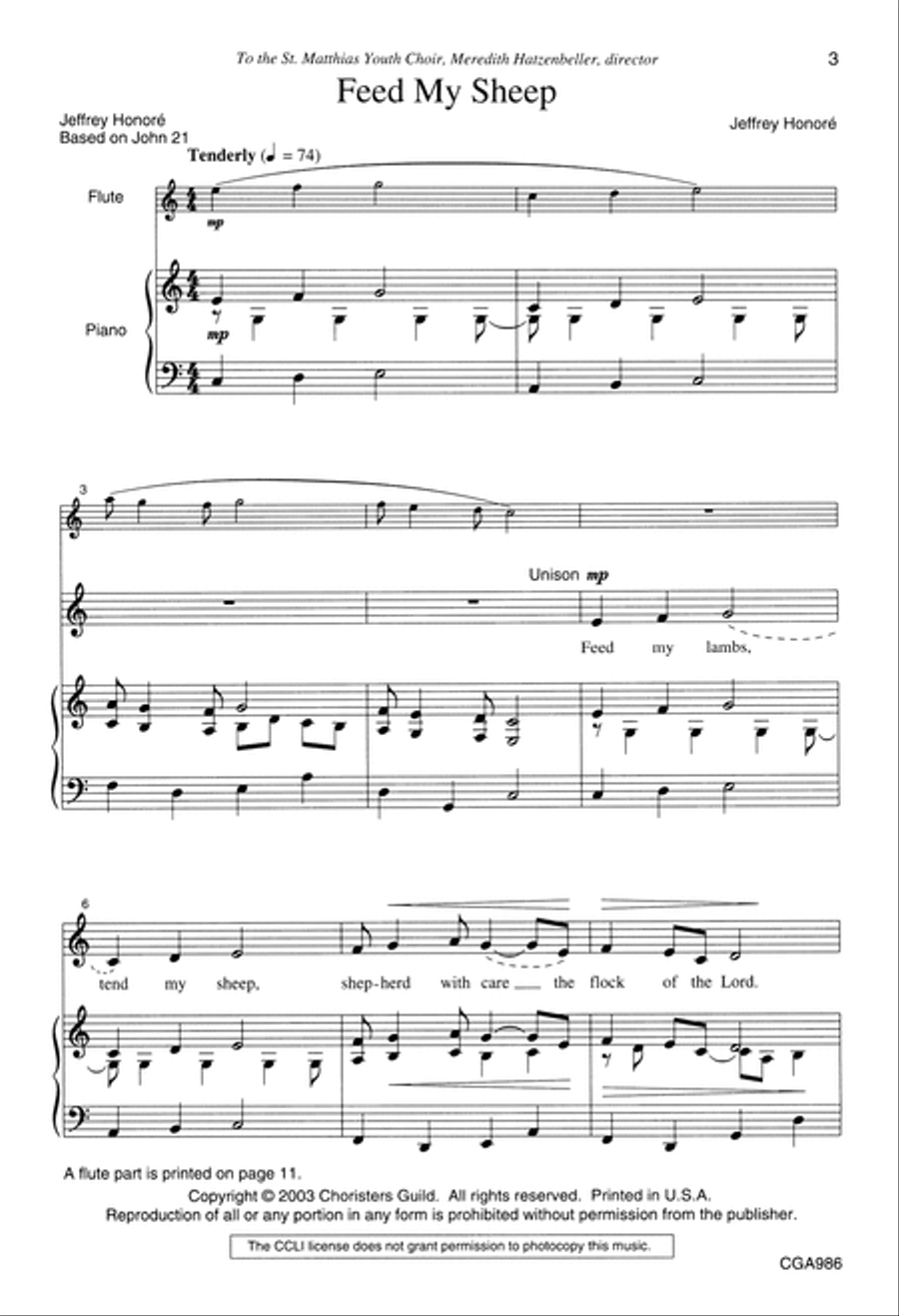 Feed My Sheep Unison Choir scores gallery preview page 3