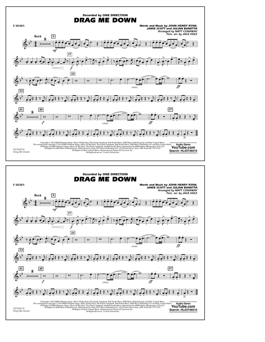 Drag Me Down - F Horn