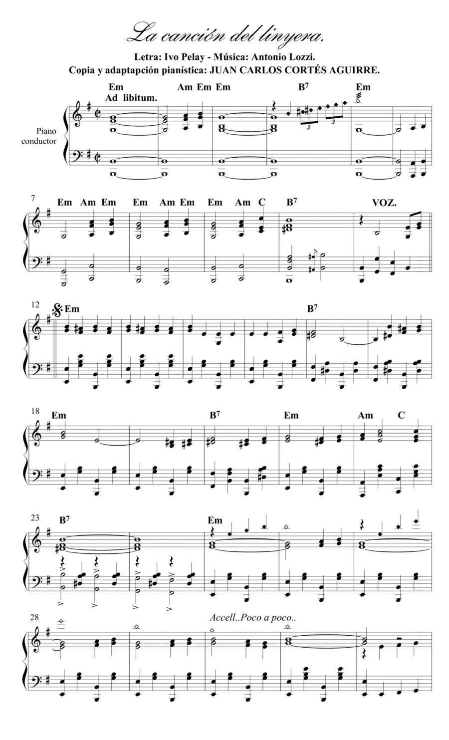 Canción del linyera - Fox trot por Ivo Pelay y Antonio Lozzi Piano Solo scores gallery preview page 1