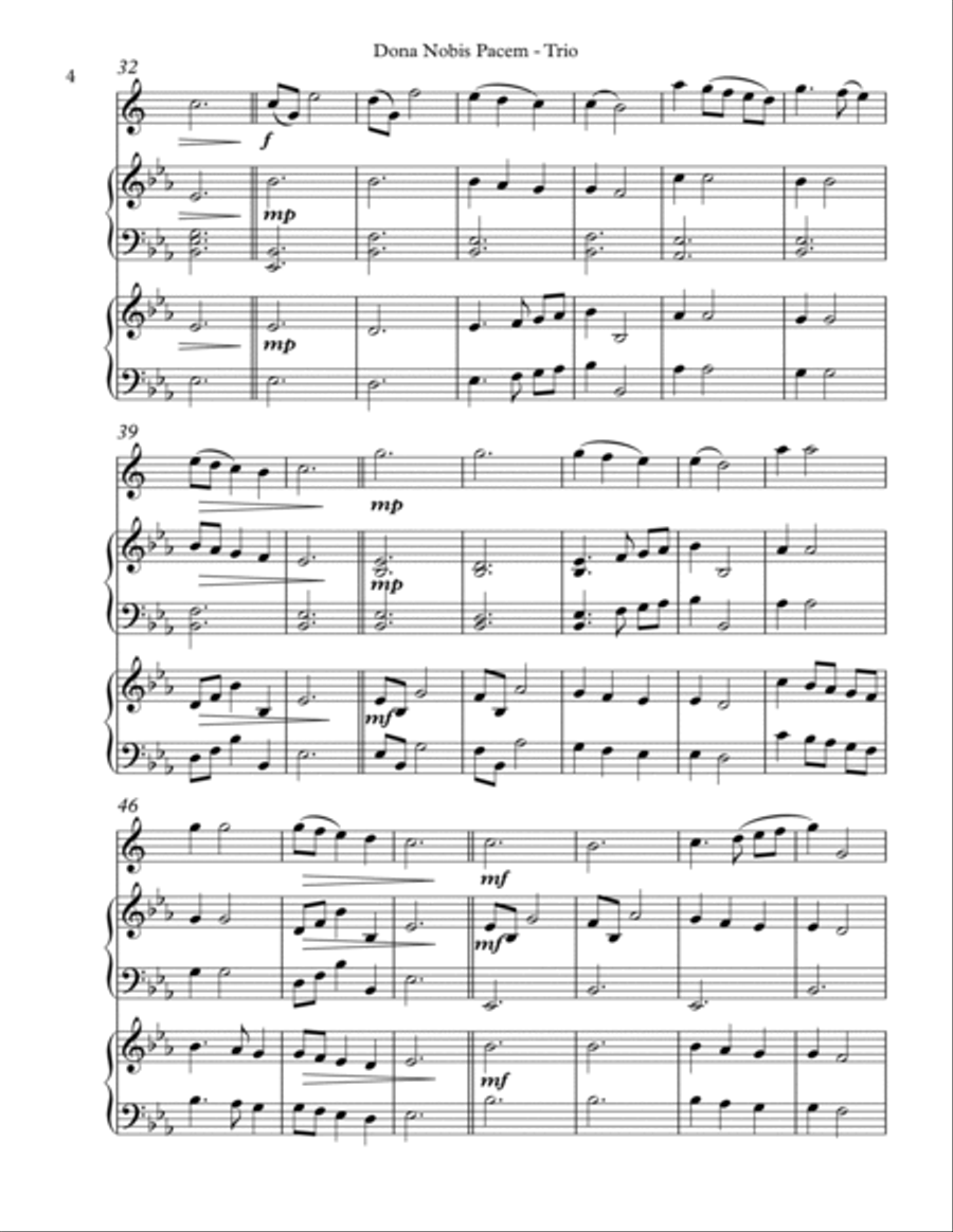 Dona Nobis Pacem, Trio for Eb Alto Saxophone, Harp, Piano image number null