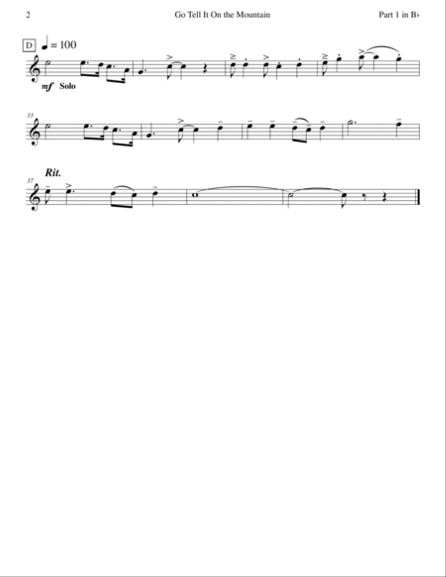 Go Tell It On the Mountain (Tuba Quartet) Brass Quartet scores gallery preview page 6