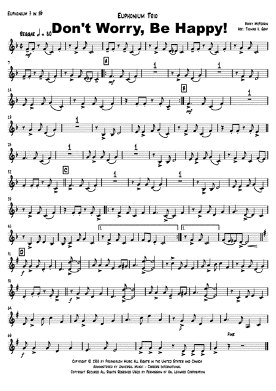 Don't Worry, Be Happy Euphonium scores gallery preview page 5