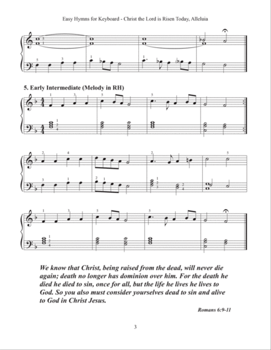 Christ the Lord is Risen Today (Easy Hymns for Keyboard) Piano Method scores gallery preview page 5