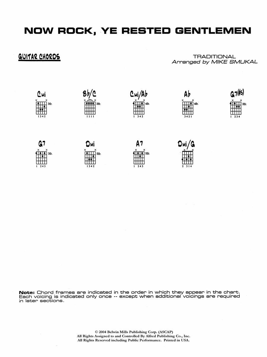 Now Rock, Ye Rested Gentlemen: Guitar Chords