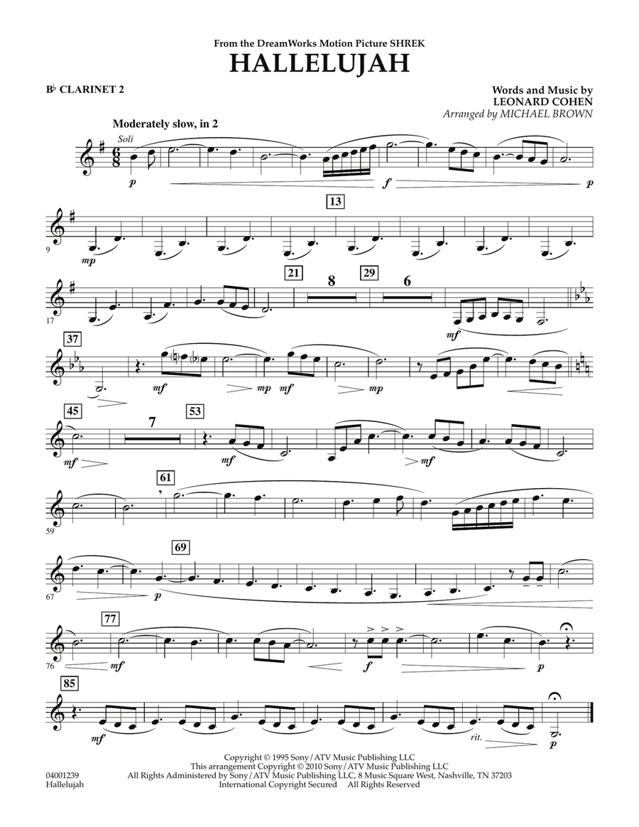 Book cover for Hallelujah - Bb Clarinet 2