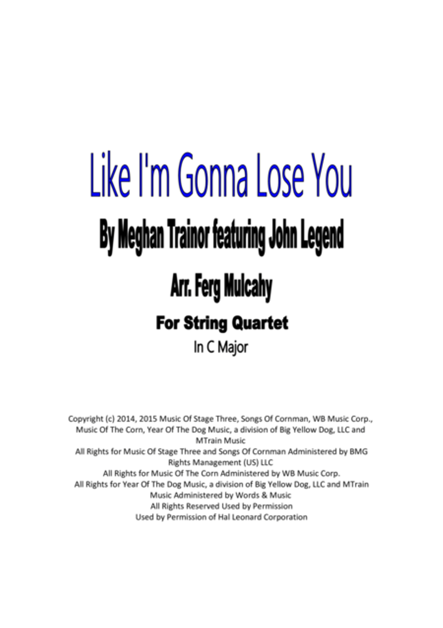 Like I'm Gonna Lose You String Quartet scores gallery preview page 1