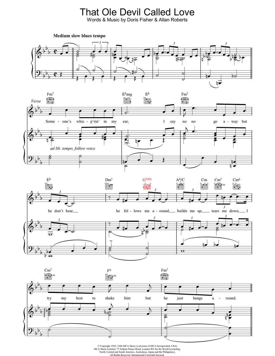 That Ole Devil Called Love Guitar scores gallery preview page 1