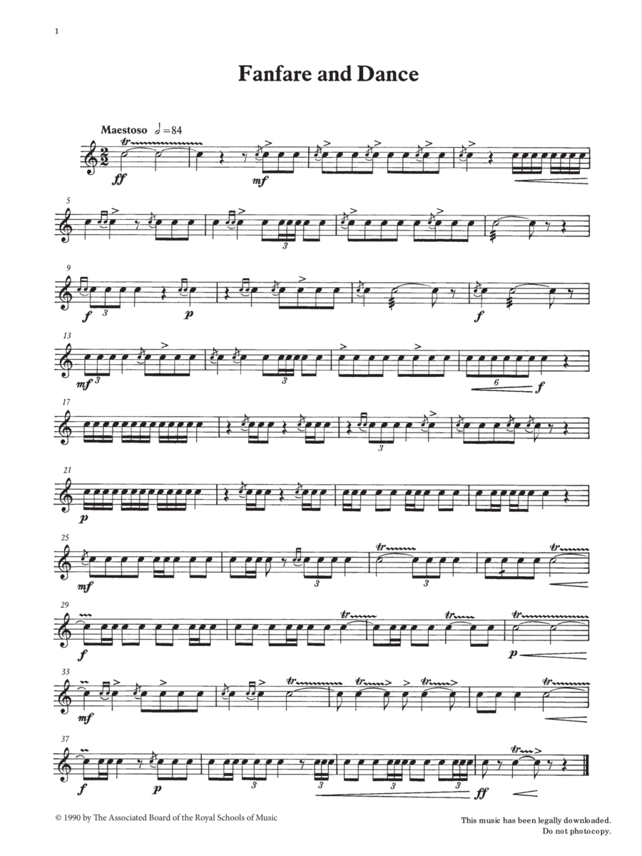 Fanfare and Dance from Graded Music for Snare Drum, Book III Percussion scores gallery preview page 1