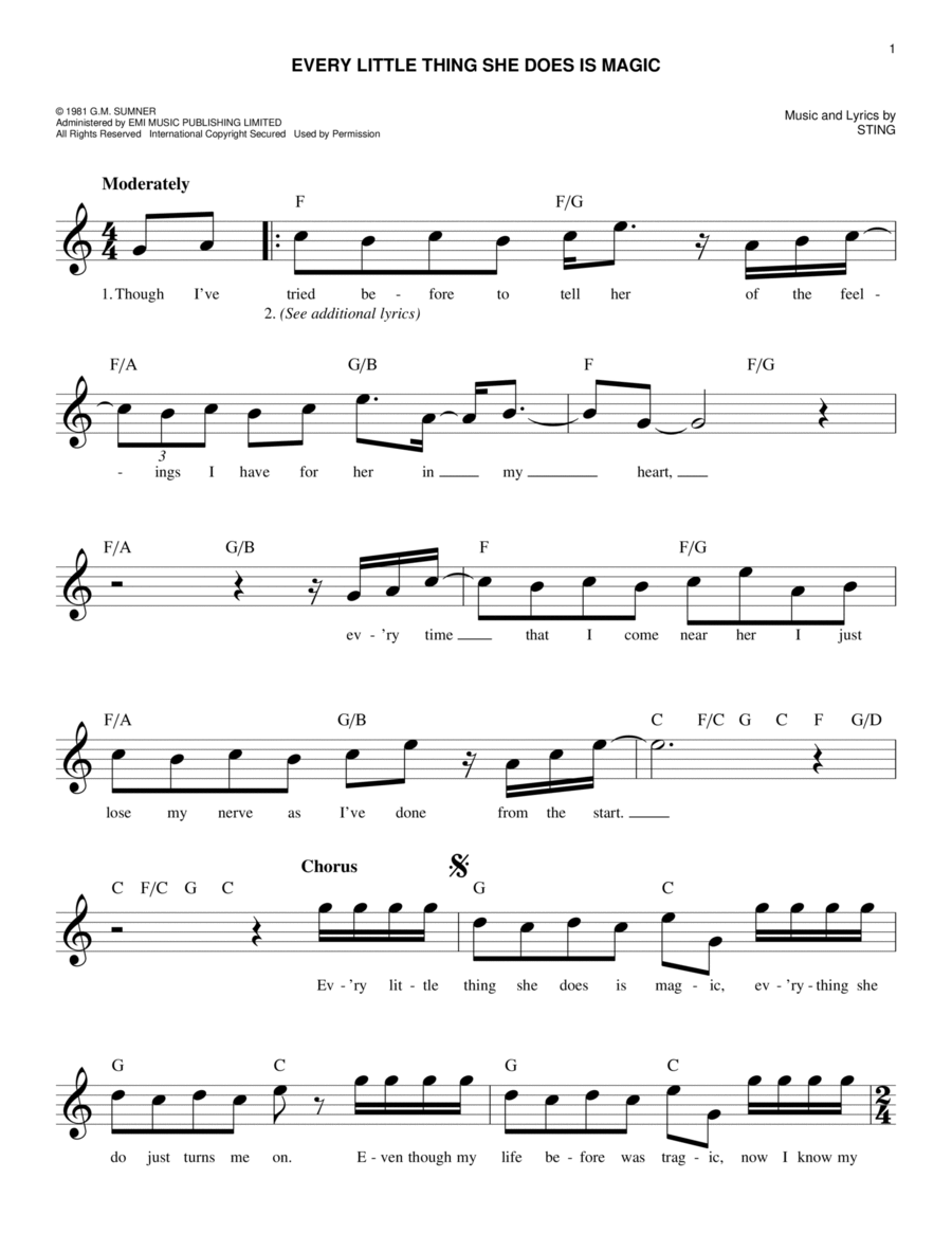 Every Little Thing She Does Is Magic Piano scores gallery preview page 1