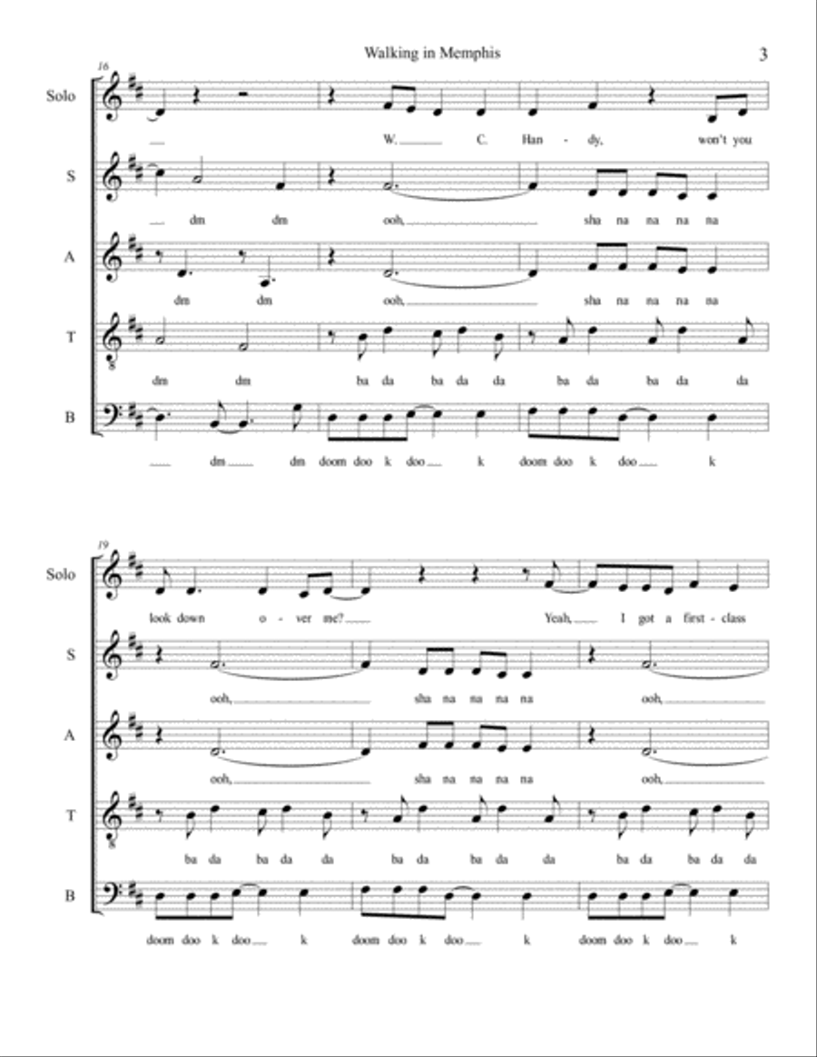 Walking In Memphis 4-Part scores gallery preview page 3