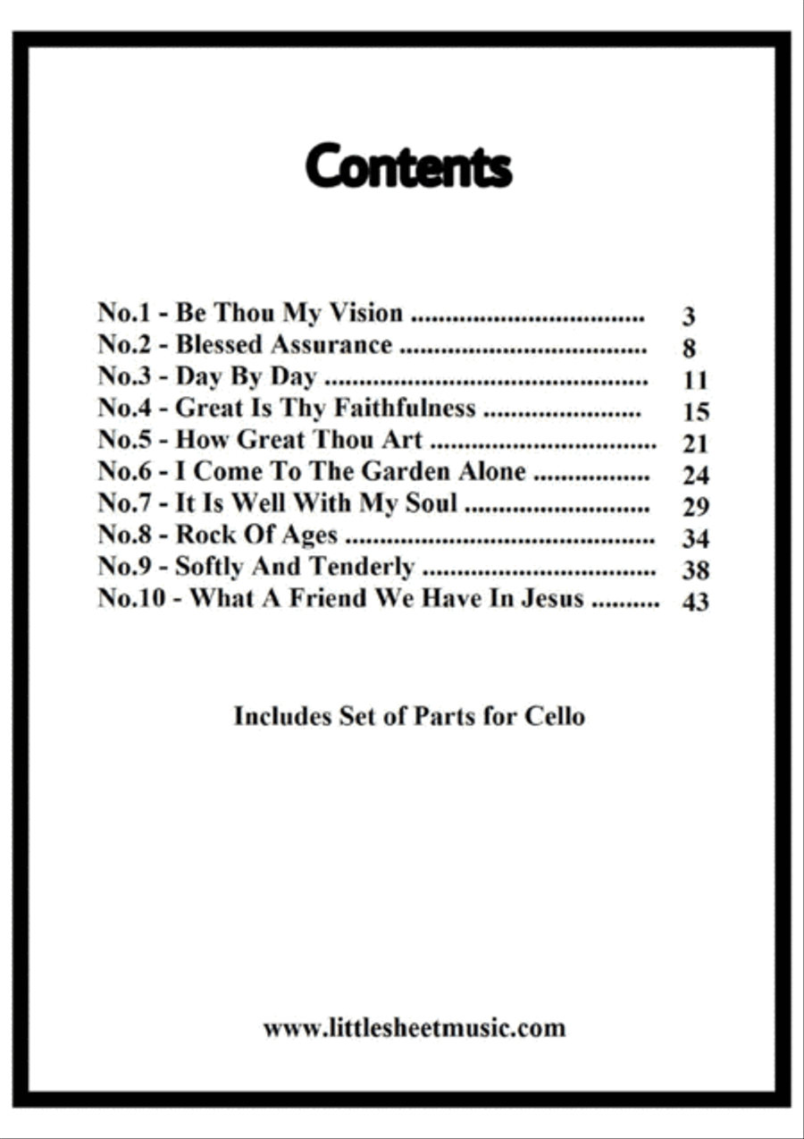 Favorite Hymns On Cello (Volume I) - A Collection of Ten Cello Solos Piano scores gallery preview page 2